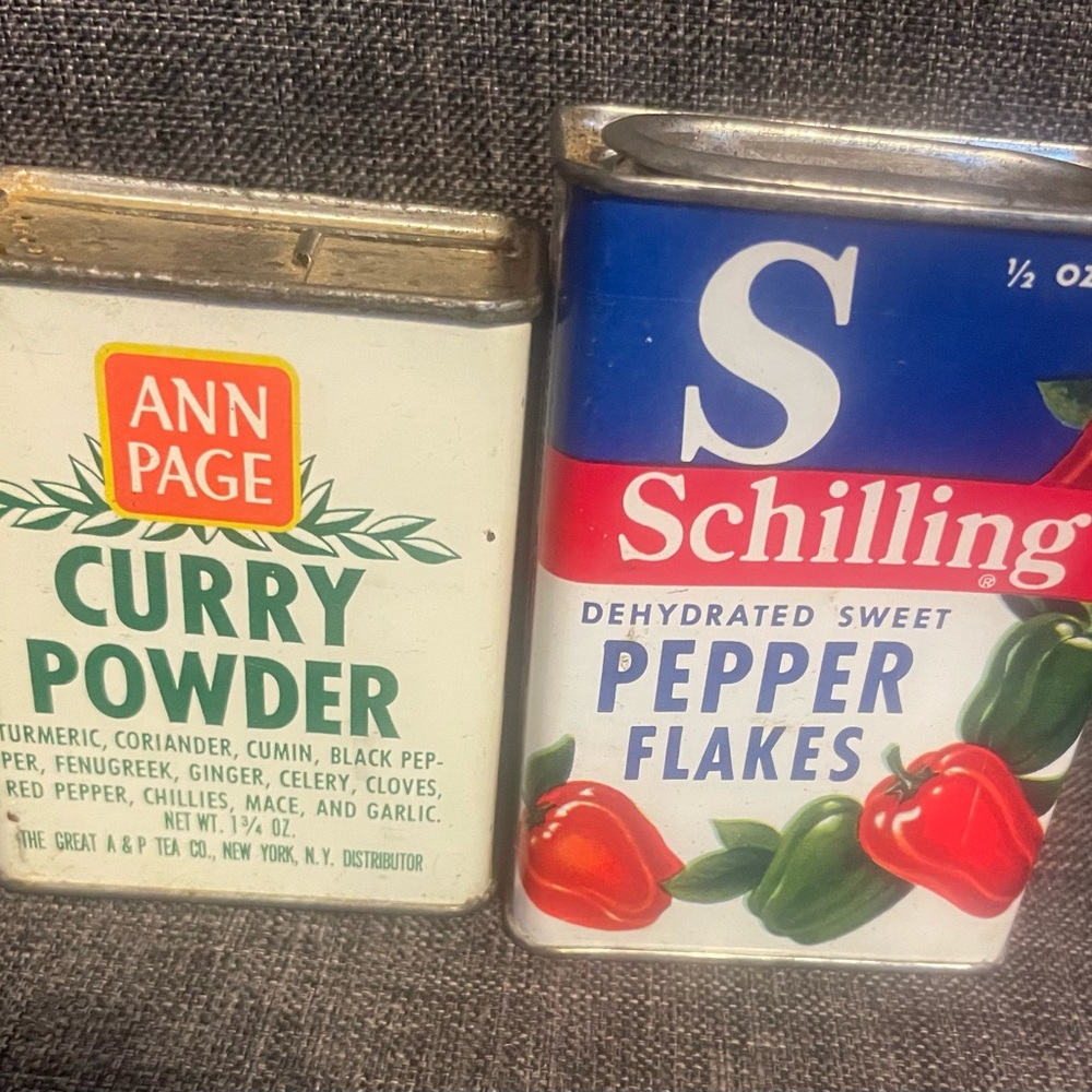 Vintage tin seasoning containers